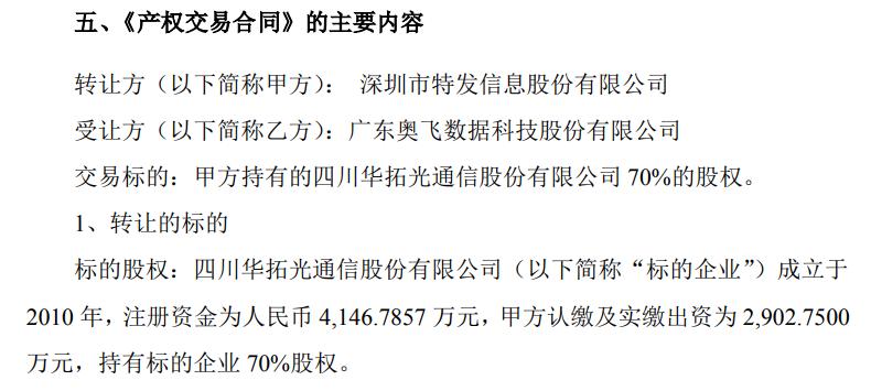 特发信息:公司已于2024年挂牌出售持有的四川华拓全部股权