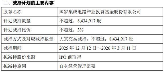 德邦科技第一大股东国家大基金9月11日～10月16日累计减持2%股份减持计划已实施完毕